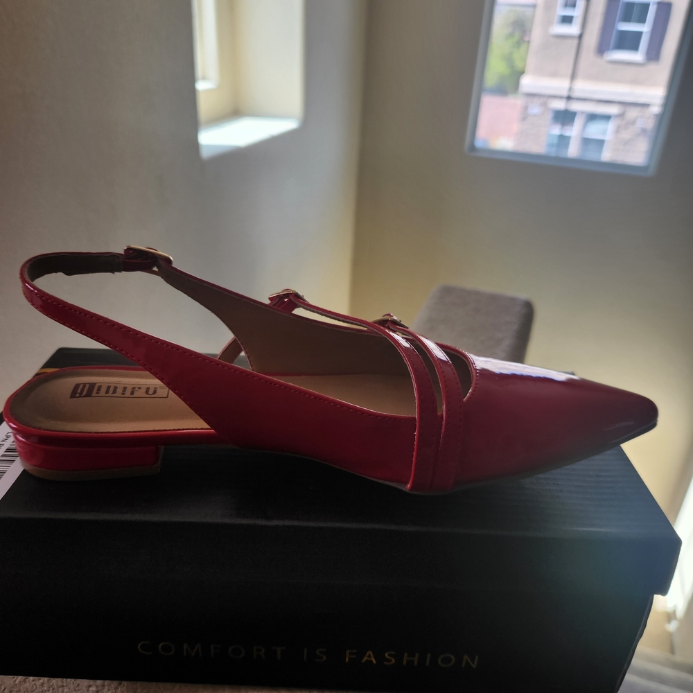 IDIFU Red Slingback Flats